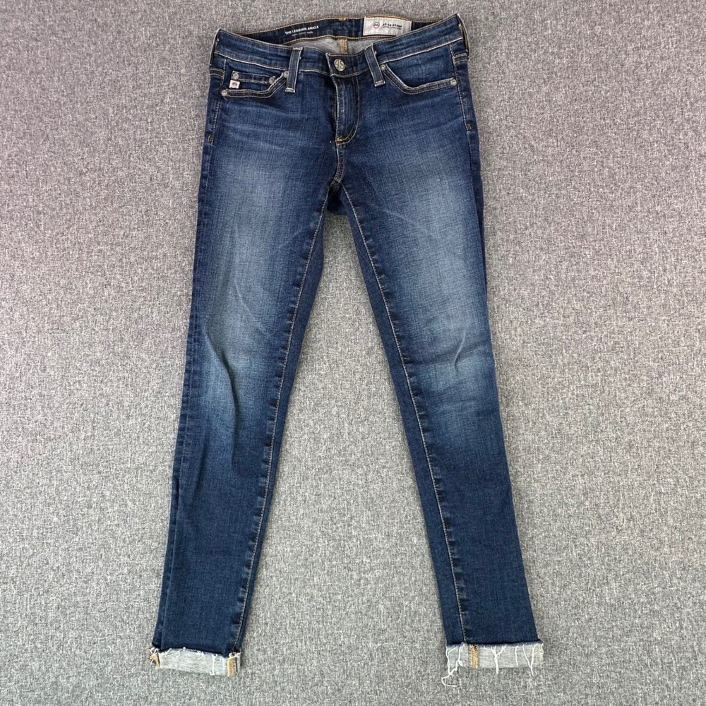 AG Jeans Women 24R The Legging Ankle Super Skinny Dark Blue Raw Hem USA Made